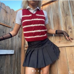 SOLD red and white striped argyle sweater vest